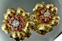 Boucles d'oreilles Boucles d’oreilles anciennes en or jaune 18 carats, diamants et rubis 58 Facettes