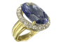 Bague 63 Bague en or jaune 18 carats avec tanzanite 16 ct et diamants 58 Facettes