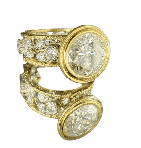 Bague 53 Bague solitaire en or blanc et or jaune 18 carats avec diamant 4 ct 58 Facettes