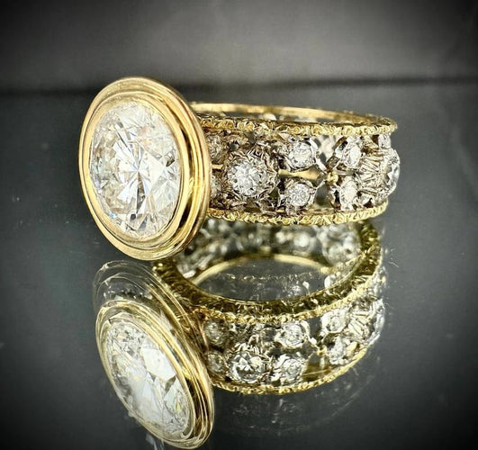 Bague 53 Bague solitaire en or blanc et or jaune 18 carats avec diamant 4 ct 58 Facettes