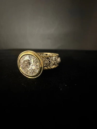 Bague 53 Bague solitaire en or blanc et or jaune 18 carats avec diamant 4 ct 58 Facettes