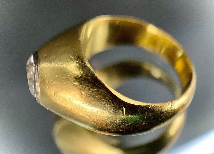 Bague 54 Bague jonc dôme homme en or jaune 18 carats et diamant 1,30 ct 58 Facettes
