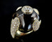 Bague 53.5 Bague en or jaune 18 carats améthyste cabochon et diamants 58 Facettes