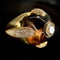 Bague 53.5 Bague en or jaune 18 carats améthyste cabochon et diamants 58 Facettes