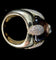 Bague 53.5 Bague en or jaune 18 carats améthyste cabochon et diamants 58 Facettes