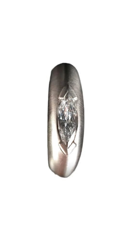 Bague 54.5 Bague en or blanc 18 carats avec diamant marquise 1 carat 58 Facettes