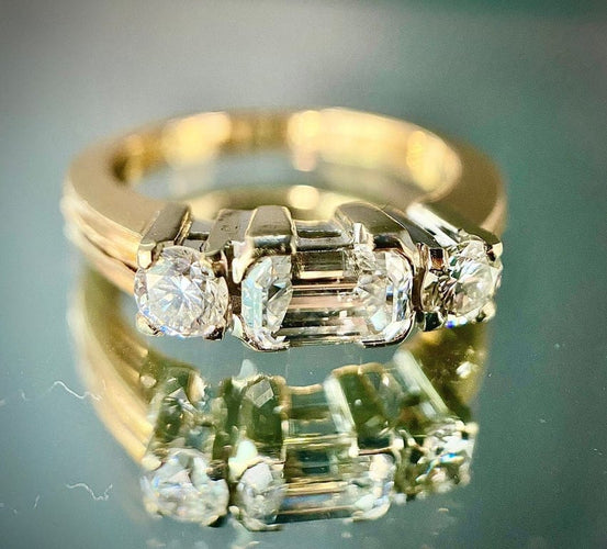 Bague 52 Bague en or blanc et jaune 18 carats avec diamants 58 Facettes