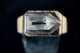Bague 55.5 Bague en or jaune et blanc 18 carats, diamant trapèze 1,50 carat 58 Facettes
