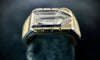 Bague 55.5 Bague en or jaune et blanc 18 carats, diamant trapèze 1,50 carat 58 Facettes