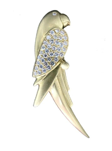 Broche Broche perroquet en or jaune 18 carats sertie de diamants 58 Facettes
