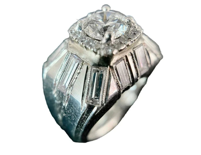 Bague 45.5 Bague en platine - Diamant taille brillant 0,83 ct et diamants 58 Facettes