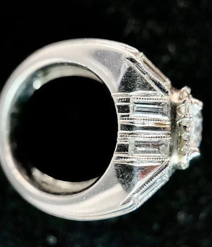 Bague 45.5 Bague en platine - Diamant taille brillant 0,83 ct et diamants 58 Facettes