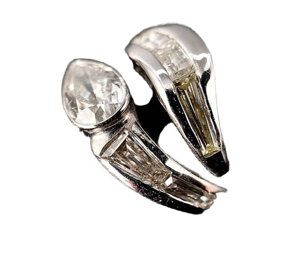 Bague 55 Bague serpent en or blanc 18 carats avec diamant poire 1,25 ct 58 Facettes