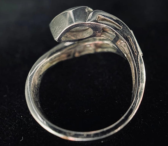 Bague 55 Bague serpent en or blanc 18 carats avec diamant poire 1,25 ct 58 Facettes