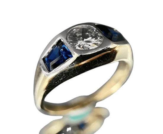 Bague 55 Bague sertie de diamants et saphirs en or blanc 18 carats 58 Facettes