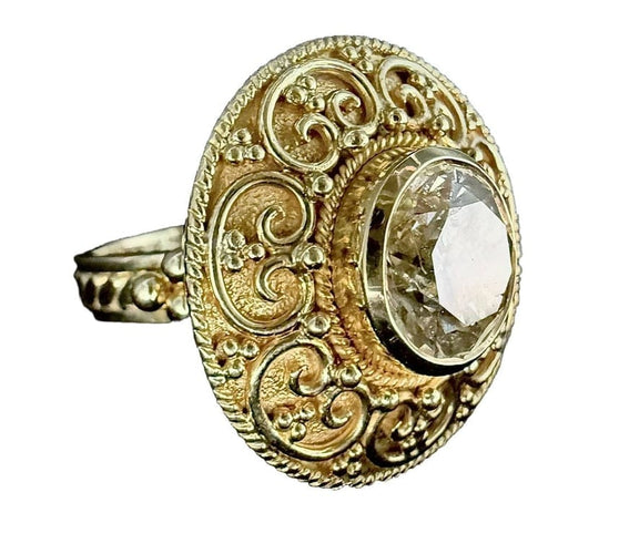 Bague 52.5 Bague en or jaune 18 carats avec diamant taille brillant 3,50 ct 58 Facettes