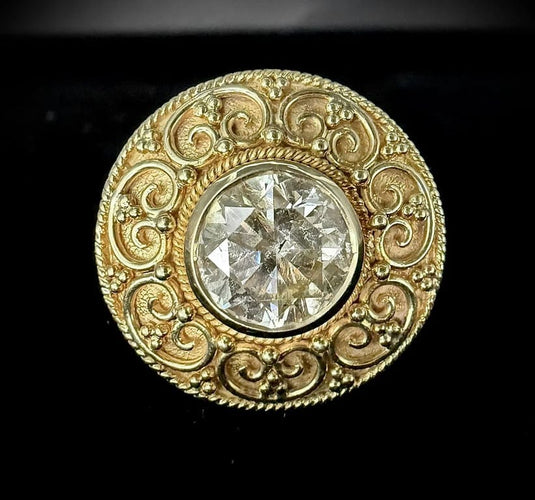 Bague 52.5 Bague en or jaune 18 carats avec diamant taille brillant 3,50 ct 58 Facettes