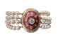 Bracelet Bracelet XIXe siècle en or jaune 18 carats, émail rouge et diamants 58 Facettes