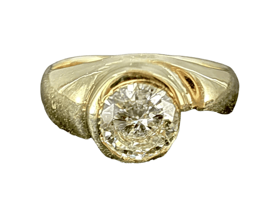 Bague 53.5 Bague jonc homme en or jaune 18 carats avec diamant 0,85 ct 58 Facettes