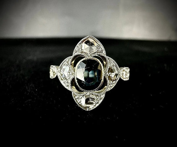 Bague 50 Bague Art nouveau sertie d’un saphir et diamants en or jaune 58 Facettes