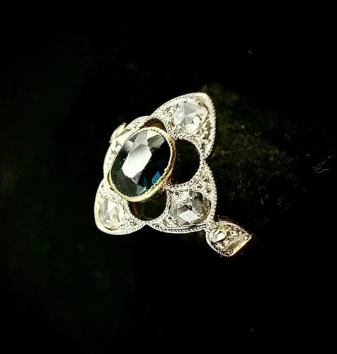 Bague 50 Bague Art nouveau sertie d’un saphir et diamants en or jaune 58 Facettes