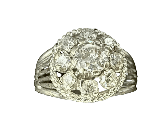 Bague 54.5 Bague en or blanc 18 carats sertie de 0,80 ct de diamants 58 Facettes