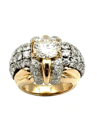 Bague 55 Bague vintage vers 1950 en or 18K, platine et diamants 58 Facettes