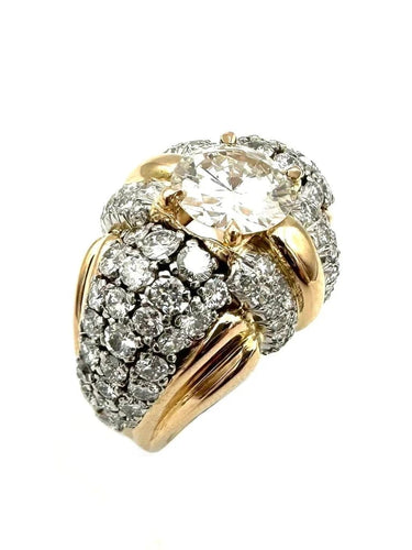 Bague 55 Bague vintage vers 1950 en or 18K, platine et diamants 58 Facettes