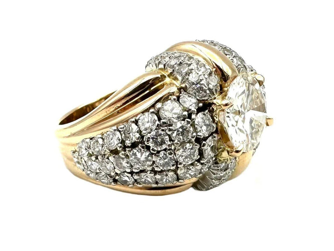 Bague 55 Bague vintage vers 1950 en or 18K, platine et diamants 58 Facettes