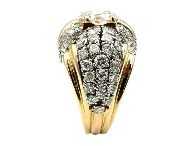 Bague 55 Bague vintage vers 1950 en or 18K, platine et diamants 58 Facettes