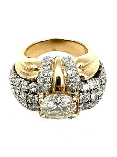 Bague 55 Bague vintage vers 1950 en or 18K, platine et diamants 58 Facettes