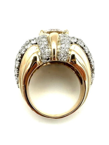 Bague 55 Bague vintage vers 1950 en or 18K, platine et diamants 58 Facettes