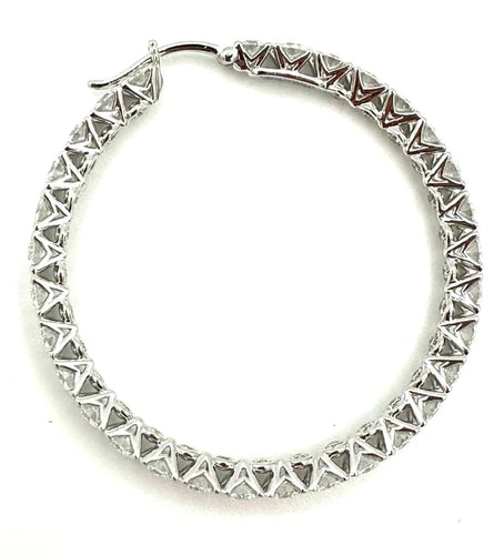 Boucles d'oreilles Mouawad - Créoles en or blanc 18 carats et diamants 7,90 ct 58 Facettes