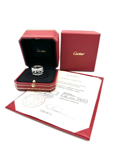 Bague 52 Cartier Entrelacés - Bague en or blanc et diamants 58 Facettes