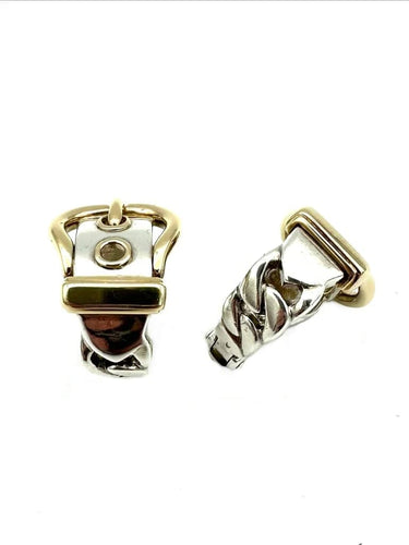 Boucles d'oreilles Hermès Boucle sellier - Boucles d’oreilles en argent et or jaune 18K 58 Facettes