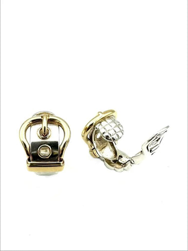 Boucles d'oreilles Hermès Boucle sellier - Boucles d’oreilles en argent et or jaune 18K 58 Facettes