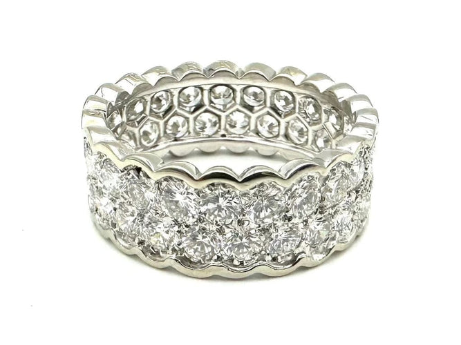 Bague 56.5 OJ Perrin - Bague en or blanc 18K, platine et diamants 3,20 ct 58 Facettes