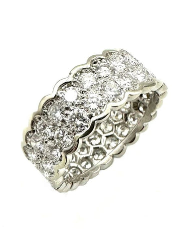 Bague 56.5 OJ Perrin - Bague en or blanc 18K, platine et diamants 3,20 ct 58 Facettes