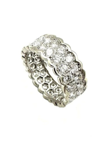 Bague 56.5 OJ Perrin - Bague en or blanc 18K, platine et diamants 3,20 ct 58 Facettes