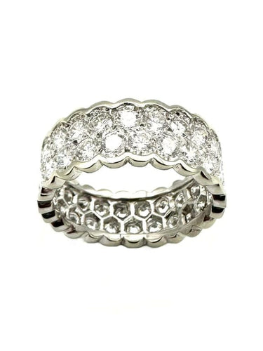 Bague 56.5 OJ Perrin - Bague en or blanc 18K, platine et diamants 3,20 ct 58 Facettes