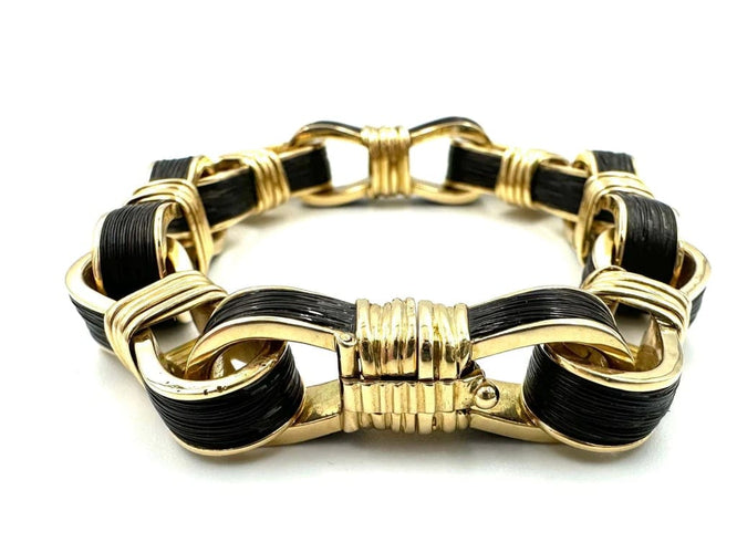 Bracelet Hermès / Lenfant - Bracelet vintage en or jaune 18K et crin de cheval 58 Facettes