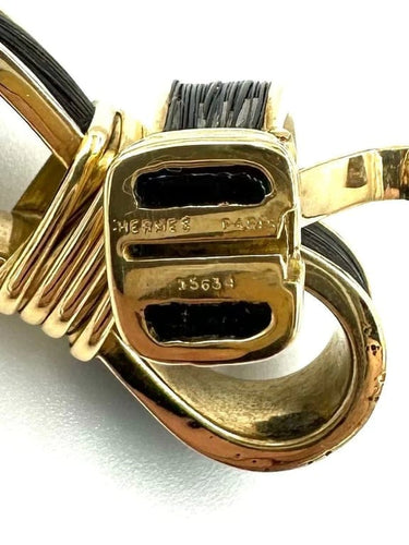 Bracelet Hermès / Lenfant - Bracelet vintage en or jaune 18K et crin de cheval 58 Facettes