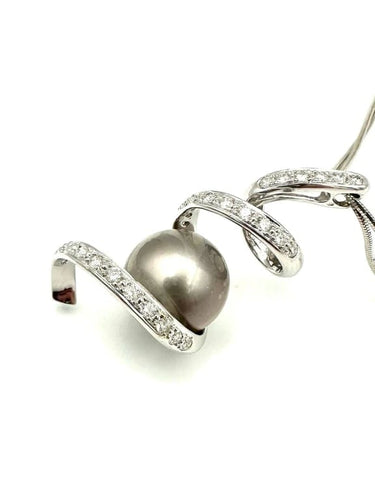 Collier Hagopian - Collier en or blanc 18K avec diamants et perle de Tahiti 13 mm 58 Facettes