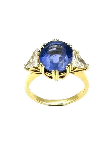 Bague 58 Bague en or jaune 18K avec saphir 7,39 ct et diamants 58 Facettes
