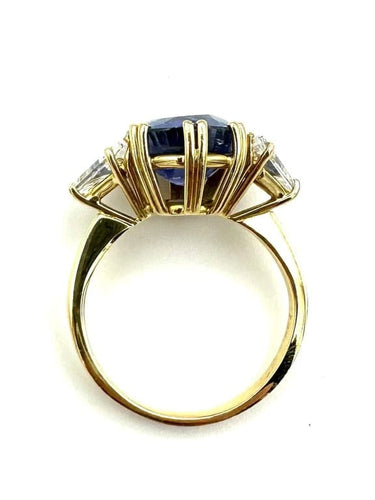 Bague 58 Bague en or jaune 18K avec saphir 7,39 ct et diamants 58 Facettes