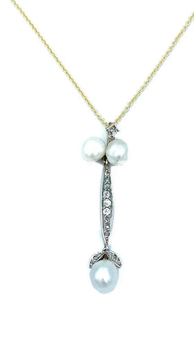 Pendentif Pendentif XIXe siècle en or jaune, platine, perles fines et diamants 58 Facettes