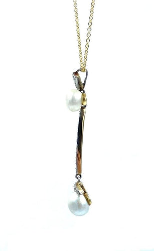 Pendentif Pendentif XIXe siècle en or jaune, platine, perles fines et diamants 58 Facettes