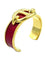 Bracelet Hermès - Bracelet jonc ouvert en métal doré et cuir de lézard rouge 58 Facettes