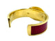 Bracelet Hermès - Bracelet jonc ouvert en métal doré et cuir de lézard rouge 58 Facettes