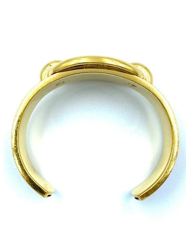 Bracelet Hermès - Bracelet jonc ouvert en métal doré et cuir de lézard rouge 58 Facettes